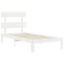 White solid wood bed frame with headboard by , Beds and slatted bases - Ref: Foro24-3193497, Price: 98,59 €, Discount: %