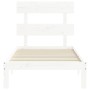 White solid wood bed frame with headboard by , Beds and slatted bases - Ref: Foro24-3193497, Price: 98,59 €, Discount: %