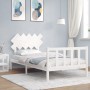 White solid wood bed frame with headboard 100x200 cm by , Beds and slatted bases - Ref: Foro24-3193457, Price: 122,36 €, Disc...