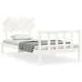 White solid wood bed frame with headboard 100x200 cm by , Beds and slatted bases - Ref: Foro24-3193457, Price: 122,36 €, Disc...