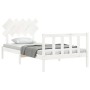 White solid wood bed frame with headboard 100x200 cm by , Beds and slatted bases - Ref: Foro24-3193457, Price: 122,36 €, Disc...