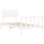 White solid wood bed frame with headboard 100x200 cm by , Beds and slatted bases - Ref: Foro24-3193457, Price: 122,36 €, Disc...