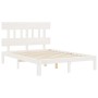 Double bed frame with white solid wood headboard by , Beds and slatted bases - Ref: Foro24-3193567, Price: 127,58 €, Discount: %