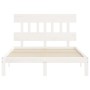 Double bed frame with white solid wood headboard by , Beds and slatted bases - Ref: Foro24-3193567, Price: 127,58 €, Discount: %