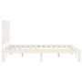 Double bed frame with white solid wood headboard by , Beds and slatted bases - Ref: Foro24-3193567, Price: 127,58 €, Discount: %