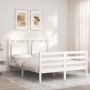 White solid wood bed frame with headboard 140x190 cm by , Beds and slatted bases - Ref: Foro24-3194032, Price: 151,00 €, Disc...