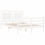 White solid wood bed frame with headboard 140x190 cm by , Beds and slatted bases - Ref: Foro24-3194032, Price: 151,00 €, Disc...