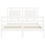 White solid wood bed frame with headboard 140x190 cm by , Beds and slatted bases - Ref: Foro24-3194032, Price: 151,00 €, Disc...