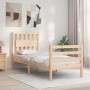 Single bed frame with solid wood headboard by , Beds and slatted bases - Ref: Foro24-3194271, Price: 98,99 €, Discount: %