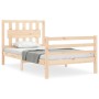 Single bed frame with solid wood headboard by , Beds and slatted bases - Ref: Foro24-3194271, Price: 98,99 €, Discount: %