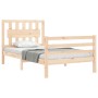 Single bed frame with solid wood headboard by , Beds and slatted bases - Ref: Foro24-3194271, Price: 98,99 €, Discount: %