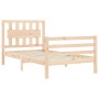 Single bed frame with solid wood headboard by , Beds and slatted bases - Ref: Foro24-3194271, Price: 98,99 €, Discount: %