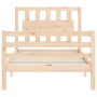 Single bed frame with solid wood headboard by , Beds and slatted bases - Ref: Foro24-3194271, Price: 98,99 €, Discount: %