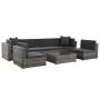 Set de muebles de jardín 7 pzas y cojines ratán sintético gris de vidaXL, Conjuntos de jardín - Ref: Foro24-44601, Precio: 70...