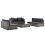 Set de muebles de jardín 7 pzas y cojines ratán sintético gris de vidaXL, Conjuntos de jardín - Ref: Foro24-44601, Precio: 70...