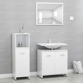 Juego muebles de baño 3 piezas madera ingeniería blanco brillo de , Muebles de baño - Ref: Foro24-3056913, Precio: 99,57 €, D...