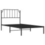 Bed frame with black metal headboard 100x190 cm by , Beds and slatted bases - Ref: Foro24-373881, Price: 62,41 €, Discount: %