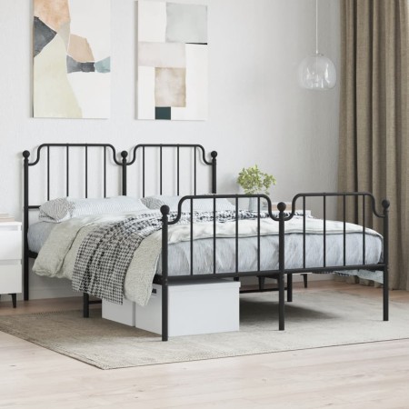 Black metal headboard and footboard bed frame 140x200 cm by , Beds and slatted bases - Ref: Foro24-373906, Price: 103,99 €, D...