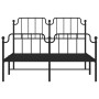 Black metal headboard and footboard bed frame 140x200 cm by , Beds and slatted bases - Ref: Foro24-373906, Price: 101,99 €, D...