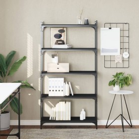 Bookcase with 5 shelves black engineered wood 80x30x154 cm by , Bookcases and shelves - Ref: Foro24-837677, Price: 69,99 €, D...