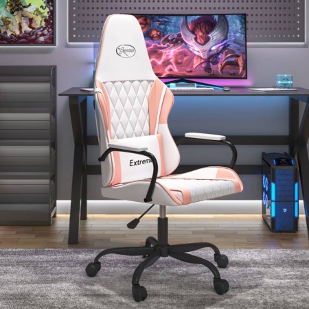 White and pink synthetic leather massage gaming chair by , Gaming chairs - Ref: Foro24-345542, Price: 119,35 €, Discount: %