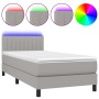 Boxspringbettmatratze und LED-Leuchten aus hellgrauem Stoff 90x190 cm von , Betten und Lattenroste - Ref: Foro24-3133277, Pre...