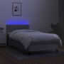 Box spring bed mattress and LED lights light gray fabric 90x190 cm by , Beds and slatted bases - Ref: Foro24-3133277, Price: ...