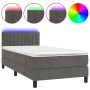 Box spring bed with mattress and LED dark gray velvet 90x200 cm by , Beds and slatted bases - Ref: Foro24-3134502, Price: 302...