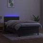 Box spring bed with mattress and LED dark gray velvet 90x200 cm by , Beds and slatted bases - Ref: Foro24-3134502, Price: 302...