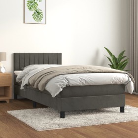 Box spring bed with dark gray velvet mattress 90x190 cm by , Beds and slatted bases - Ref: Foro24-3141396, Price: 292,99 €, D...