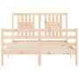 Bed frame with solid wood headboard 140x200 cm by , Beds and slatted bases - Ref: Foro24-3194571, Price: 132,99 €, Discount: %