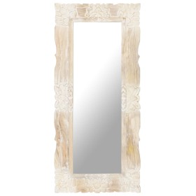 Espejo de madera maciza de mango blanco 110x50 cm de , Espejos - Ref: Foro24-321634, Precio: 107,99 €, Descuento: %