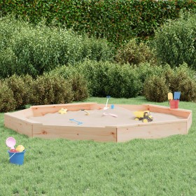 Sandpit with octagonal solid pine wood seats by , sandboxes - Ref: Foro24-825023, Price: 116,99 €, Discount: %