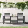 Garden bench with table, 2 seats, solid gray pine wood. by , garden benches - Ref: Foro24-825158, Price: 173,68 €, Discount: %