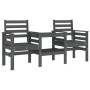 Garden bench with table, 2 seats, solid gray pine wood. by , garden benches - Ref: Foro24-825158, Price: 173,68 €, Discount: %