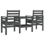 Garden bench with table, 2 seats, solid gray pine wood. by , garden benches - Ref: Foro24-825158, Price: 173,68 €, Discount: %