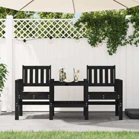 Garden bench with table, 2 seats, solid black pine wood. by , garden benches - Ref: Foro24-825153, Price: 213,99 €, Discount: %