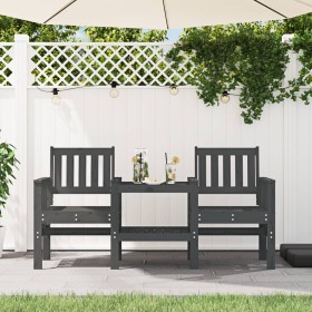 Garden bench with table, 2 seats, solid gray pine wood. by , garden benches - Ref: Foro24-825151, Price: 183,99 €, Discount: %