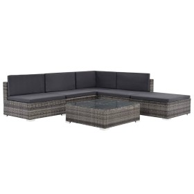 Set de muebles de jardín 6 pzas y cojines ratán sintético gris de vidaXL, Conjuntos de jardín - Ref: Foro24-44604, Precio: 54...