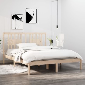 Solid pine wood bed frame 140x200 cm by , Beds and slatted bases - Ref: Foro24-3104063, Price: 126,99 €, Discount: %