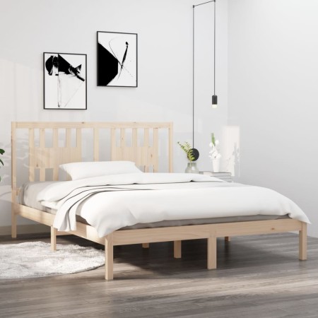 Solid pine wood bed frame 140x200 cm by , Beds and slatted bases - Ref: Foro24-3104063, Price: 128,56 €, Discount: %