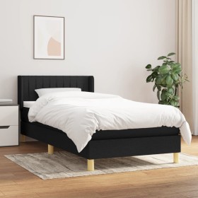 Box spring bed with black fabric mattress 90x190 cm by , Beds and slatted bases - Ref: Foro24-3130395, Price: 289,99 €, Disco...