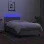 Box spring bed mattress and LED lights light gray fabric 90x200 cm by , Beds and slatted bases - Ref: Foro24-3133285, Price: ...