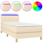 Cama box spring con colchón y LED tela crema 90x200 cm de , Camas y somieres - Ref: Foro24-3133850, Precio: 318,35 €, Descuen...