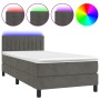 Box spring bed with mattress and LED dark gray velvet 90x190 cm by , Beds and slatted bases - Ref: Foro24-3134496, Price: 327...