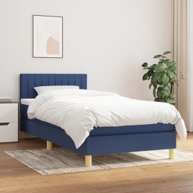 Box spring bed with blue fabric mattress 90x190 cm by , Beds and slatted bases - Ref: Foro24-3140743, Price: 324,99 €, Discou...