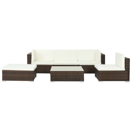 Set muebles de jardín 6 piezas y cojines ratán sintético marrón de vidaXL, Conjuntos de jardín - Ref: Foro24-44606, Precio: 4...