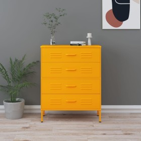 Mustard yellow steel drawer cabinet 80x35x101.5 cm by , Drawers - Ref: Foro24-336200, Price: 274,59 €, Discount: %