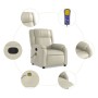 Sillón reclinable de masaje cuero sintético crema de , Sillones - Ref: Foro24-373530, Precio: 258,87 €, Descuento: %