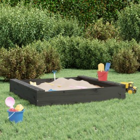 Sandbox with square seats in solid gray pine wood by , sandboxes - Ref: Foro24-825032, Price: 59,99 €, Discount: %